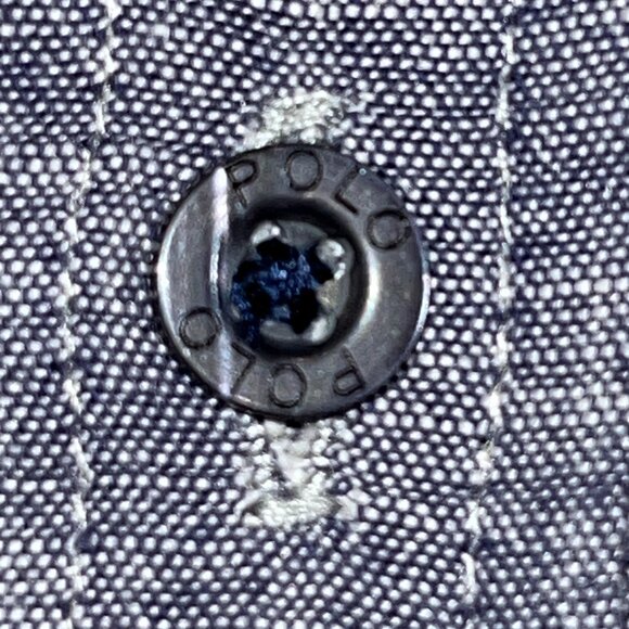 Polo Ralph Lauren Men's Sz Large Slim Fit 100% Linen Chambray Shirt Red Pony EUC - Picture 5 of 12